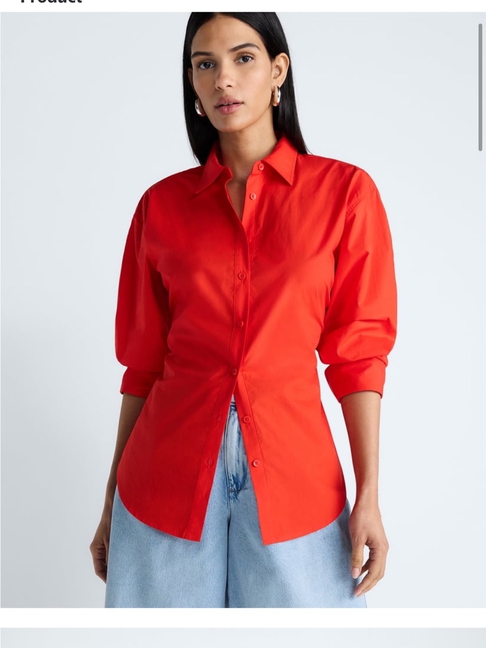 Women’s Red Button-Down Shirt - Picture 2 of 4